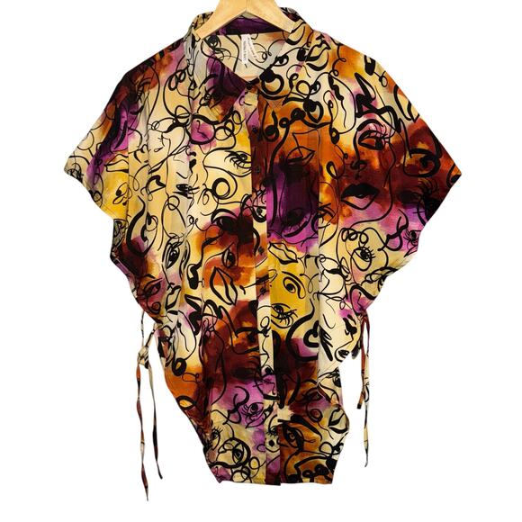 Live 4 Truth Other - Live 4 Truth Artsy Swimsuit Cover Up Women's 2X Button Up Ties Art to Wear